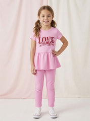Girls Love Peplum Trouser Set