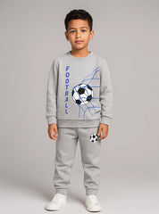 Playing Football Soft Fleece Fabric Tracksuit For Boys