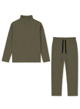 Kids Olive Green Rib Thermal Set