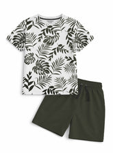 Boys Tropical Leaf Print T Shirt Shorts Set