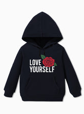 Motivational Boys Hoodie β Love Yourself with a Rose Graphic