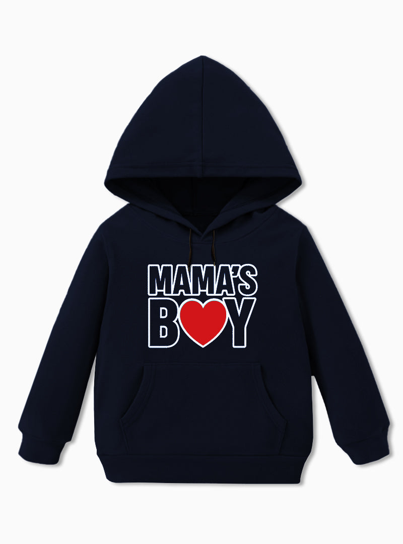 Cozy Boys Hoodie – Mama's Boy Graphic with Red Heart