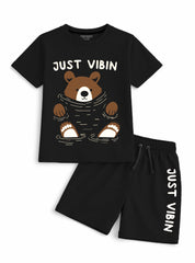 Boys Just Vibin Bear Short Set