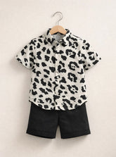 Boys Leopard Print Shirt and Shorts Set