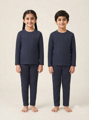 Kids Navy Rib Thermal Set