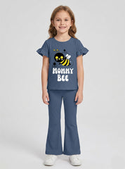 Girls Mommy Bee Flare Trouser Set