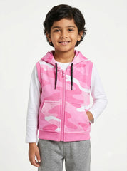 Pink Camo Sleeveless Hoodie