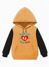 Small Feet Huge Heart Pullover Fleece Hoodie For Little Boys