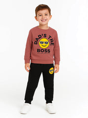Dad's The Boss Warm & Durable Fleece Tracksuit For Boys
