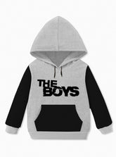 The Boys Winter Hoodie Gray and Black Fleece with Contrast Sleeves
