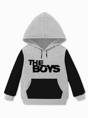 The Boys Winter Hoodie Gray and Black Fleece with Contrast Sleeves