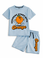 Boys Orange Print Short Set