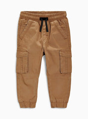 Boys Flap Pockets Brown Cargo Pants