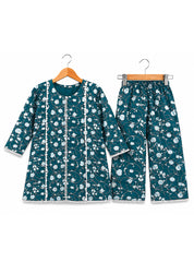 Teal Blossom Printed Suit
