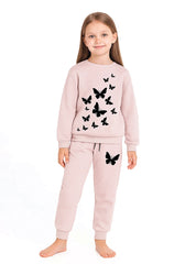 Girls winter fleece tracksuit with full sleeves and pants