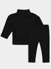 Ribbed Thermal Set Black