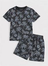 Boys Charcoal Tropic Short Set