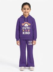 Cute & Kind Girls Hoodie & Flared Trouser Set