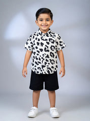 Boys Leopard Print Shirt and Shorts Set