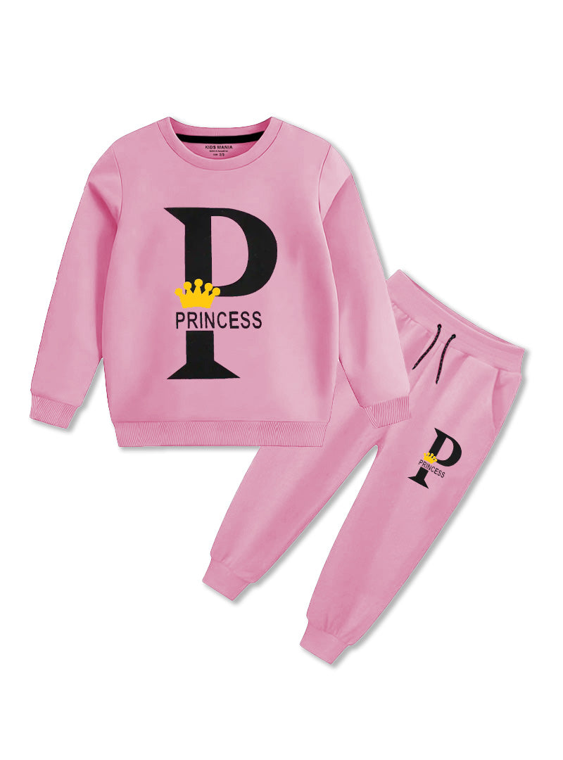 Pink Princess Winter Fleece Set for Girls