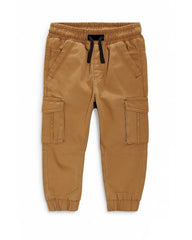 Boys Flap Pockets Brown Cargo Pants