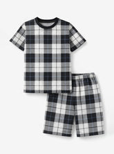 Boys Checkered T Shirt Shorts Set