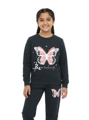 Be Yourself Butterfly Girls Winter Fleece Tracksuit