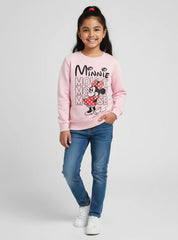 Minnie Mouse Girls Fleece Sweatshirt with Polka Dot Bow