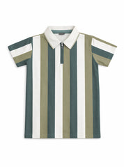 Boys Striped Polo Zipper T Shirt