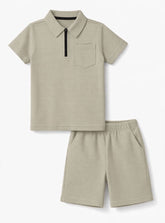 Boys Zip Polo Co Ord Set