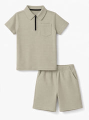 Boys Zip Polo Co Ord Set