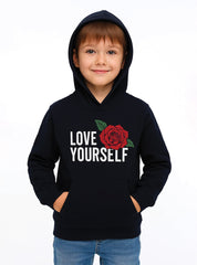 Motivational Boys Hoodie – Love Yourself with a Rose Graphic