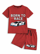 Born To Race Red Sports Shorts Set
