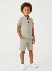 Boys Zip Polo Co Ord Set