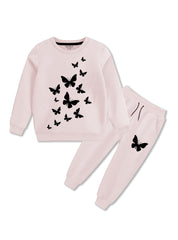 Girls winter fleece tracksuit with full sleeves and pants