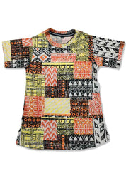 FULL PRINTED GEOMETRIC GIRLS SUMMER FROCK