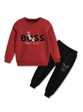 Winter tracksuit design for boys in red and black color