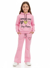 Cute and Comfy Heart Themed Hoodie Set for Girls