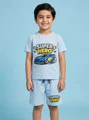 Boys Super Hero Car Short Set
