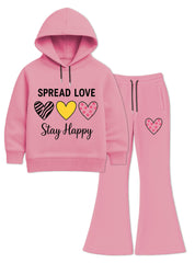 Cute and Comfy Heart Themed Hoodie Set for Girls