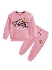 Affordable winter fleece tracksuit set for girls