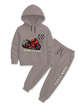 Born to Race with Motorcycle Design Winter Hoodie Set For Boys