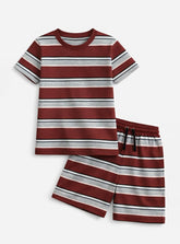 Boys Rust Stripe Short Set