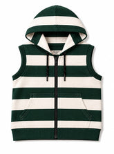 Boys Winter Sleeveless Hoodie Evergreen Stripe