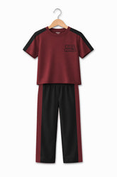 Boys Maroon Sport Panel Track Suit