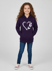 Girls Winter Hoodie with White Heart and Butterfly Design