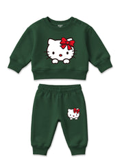 Toddler Winter Set Evergreen Kitty Bow