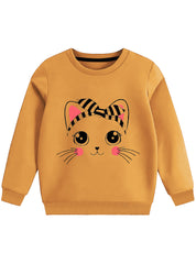 Cute Cat Print Girls Sweatshirt