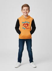 Small Feet Huge Heart Pullover Fleece Hoodie For Little Boys
