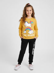 I Love Unicorns With Rainbow Printed Winter Tracksuit For Girls